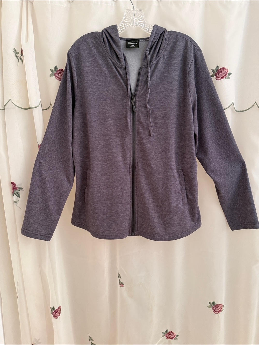 32 Cool Zip-Front Hooded Jacket in Heather Charcoal with Pockets
